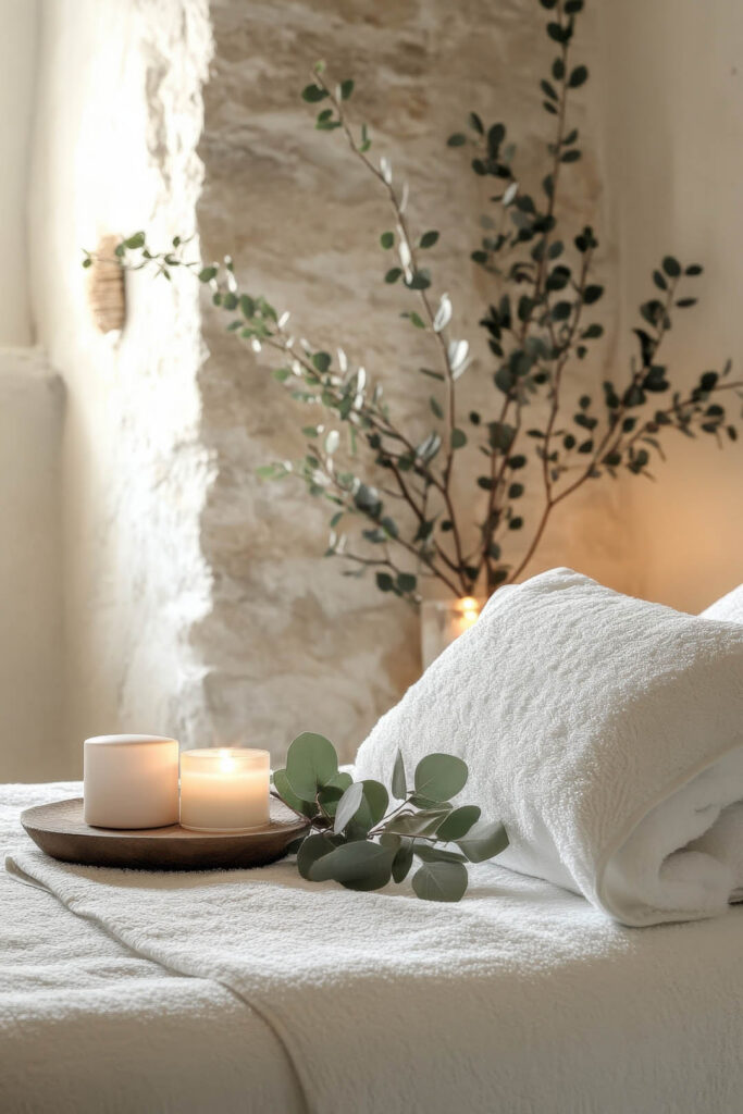 Relaxing head spa environment with soothing elements